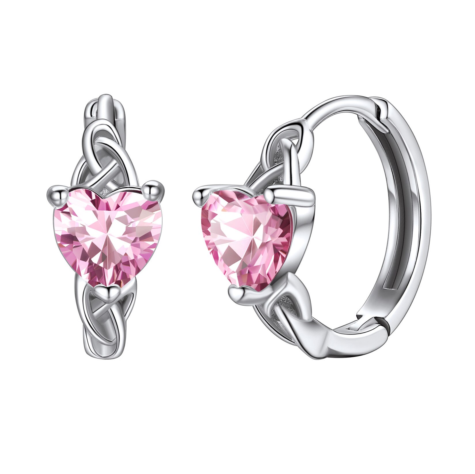 Silvora Birthstone Hoop Earrings Women 925 Sterling Silver Earrings Celtic Knot Cubic Zirconia Birthday Jewelry Gift, May