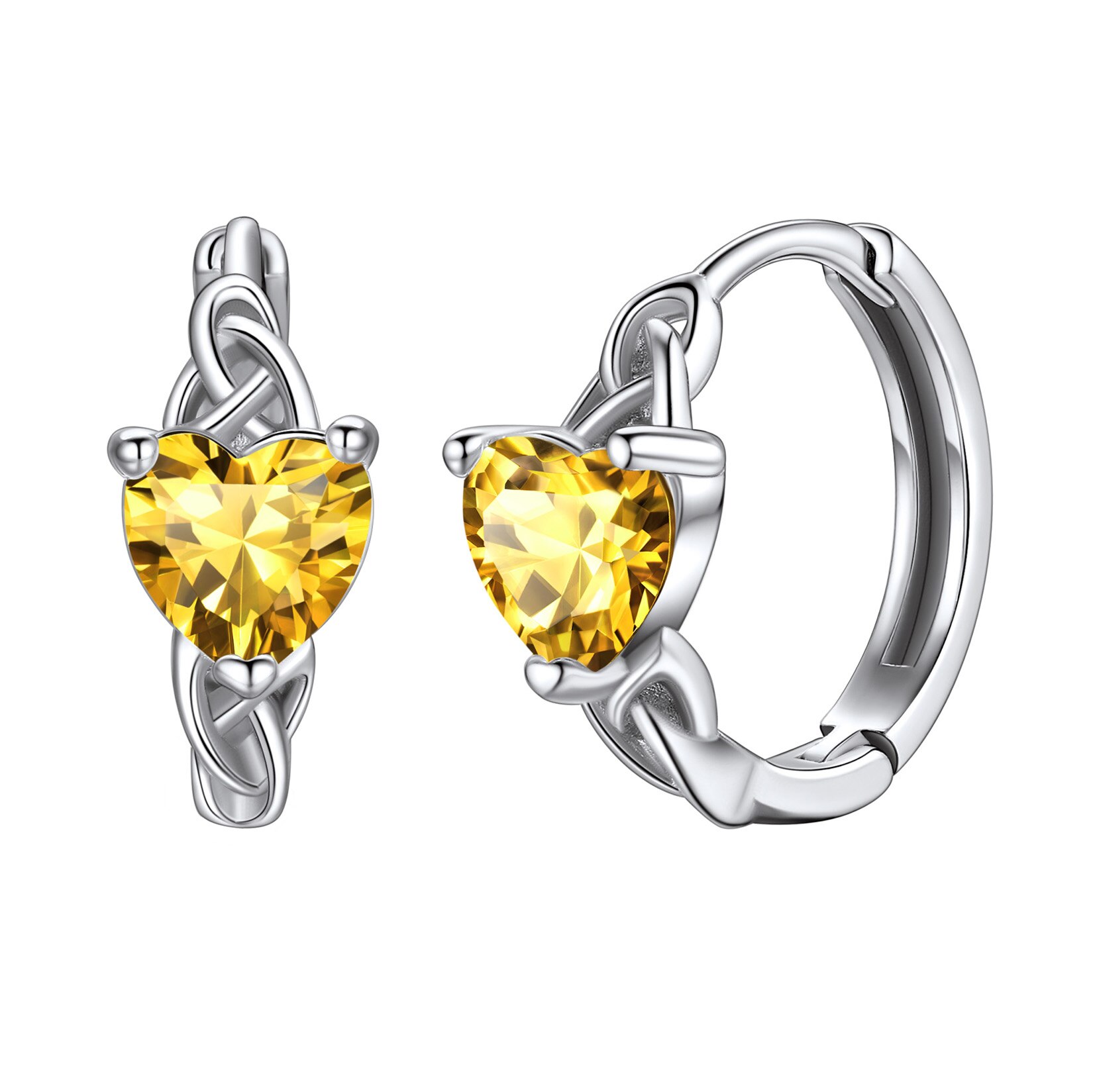 Silvora Birthstone Hoop Earrings Women 925 Sterling Silver Earrings Celtic Knot Cubic Zirconia Birthday Jewelry Gift, May