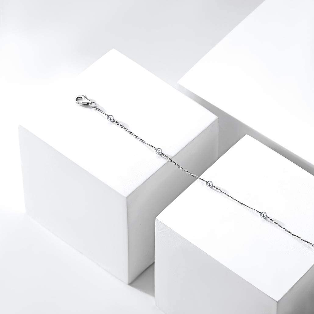Silvora 925 Silver Chain Beads Anklet for Women Ankle Bracelet Foot Jewelry