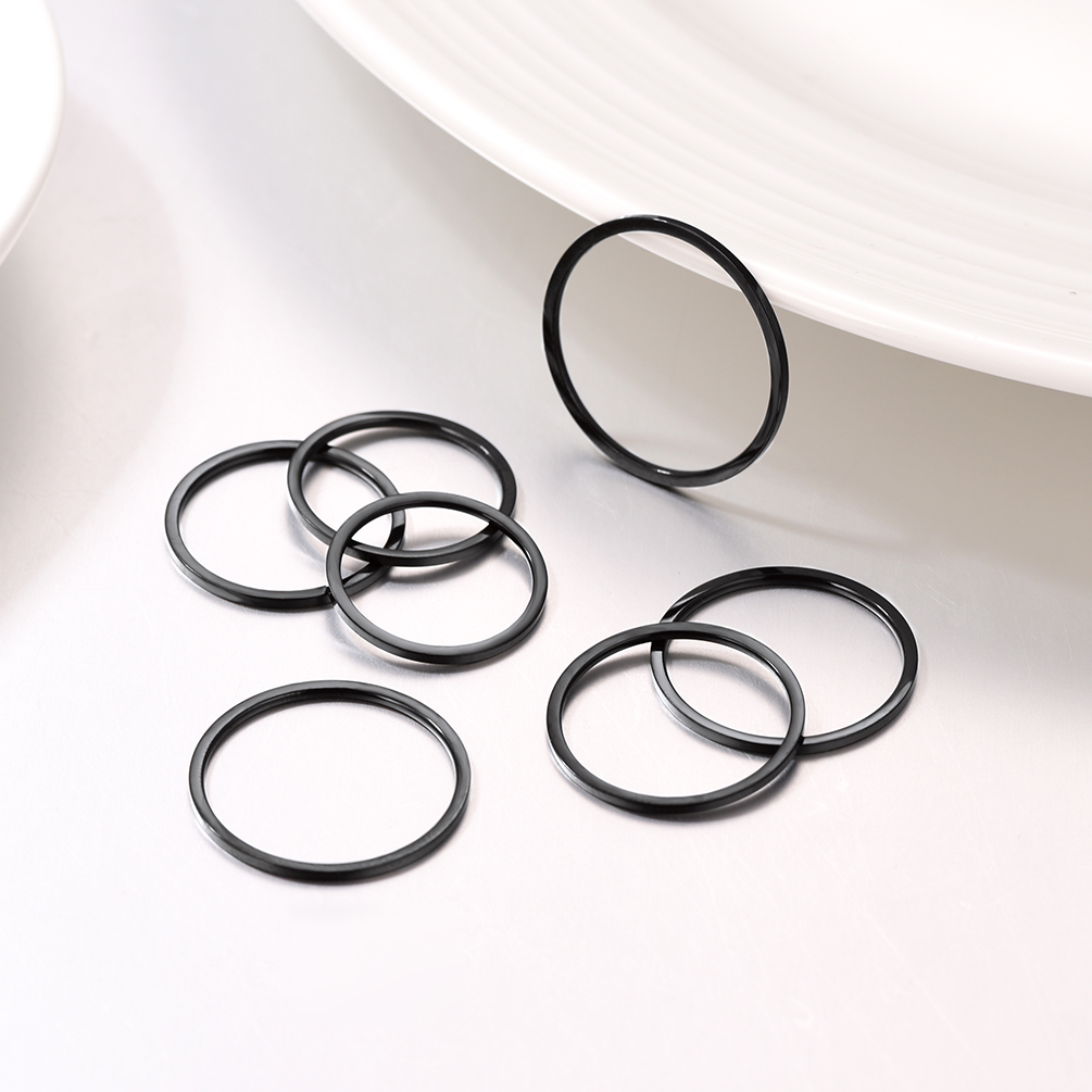 PROSTEEL Stainless Steel Band Rings Wedding Simple Stackable Knuckle 7 Pcs Set Silver/Black/Rose Gold Ring Size 4-10 for Women