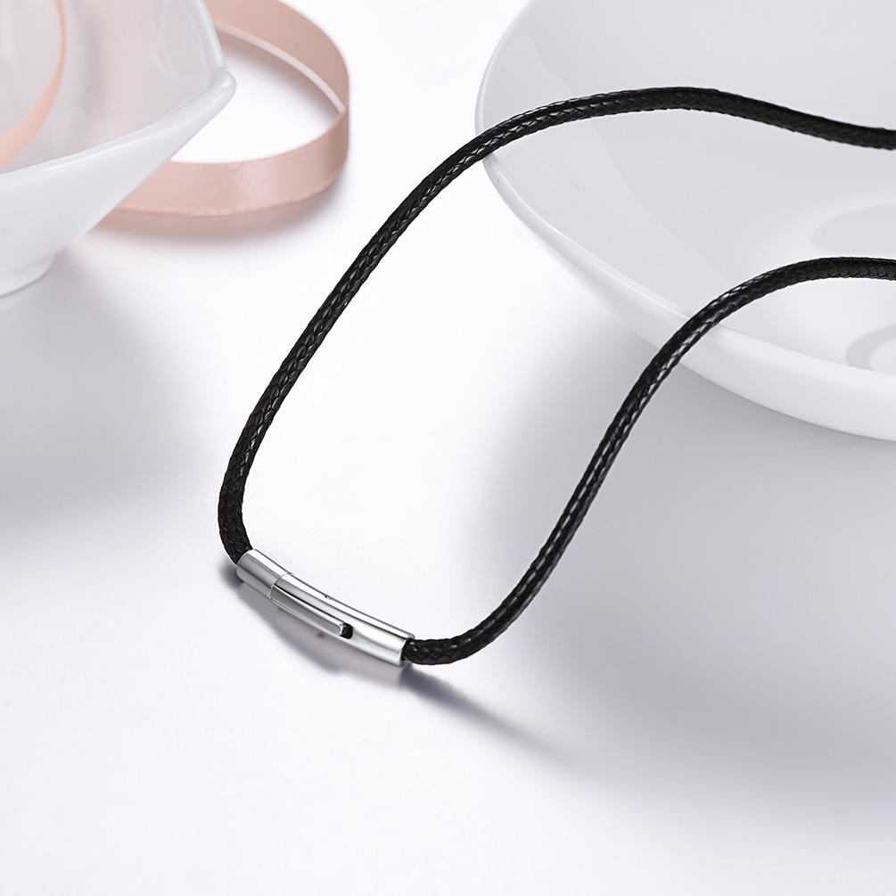 PROSTEEL Black Leather Necklace Cord Rope Chain for Men with Stainless Steel Clasp