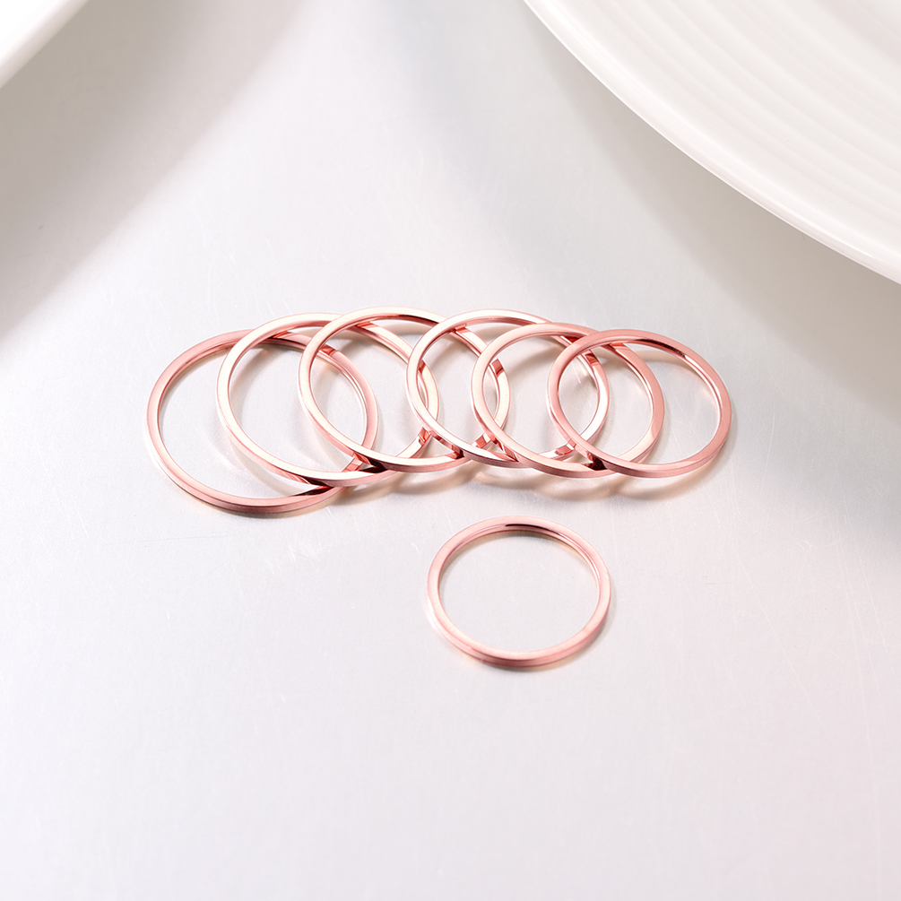 PROSTEEL Stainless Steel Band Rings Wedding Simple Stackable Knuckle 7 Pcs Set Silver/Black/Rose Gold Ring Size 4-10 for Women