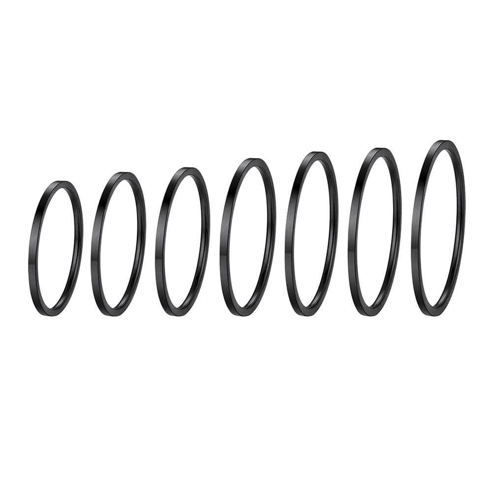 PROSTEEL Stainless Steel Band Rings Wedding Simple Stackable Knuckle 7 Pcs Set Silver/Black/Rose Gold Ring Size 4-10 for Women