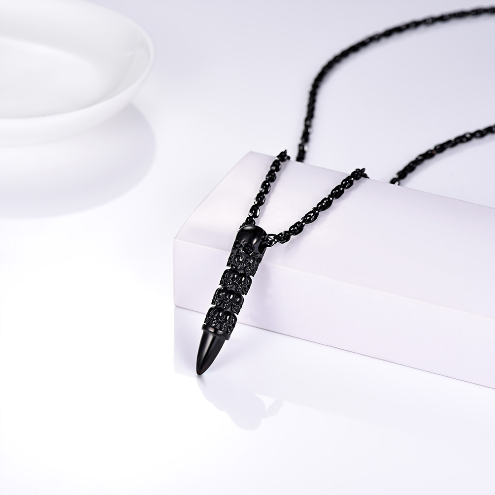 PROSTEEL Skull Bullet Pendant Gothic Stainless Steel Vintage Statement Men Women Necklace