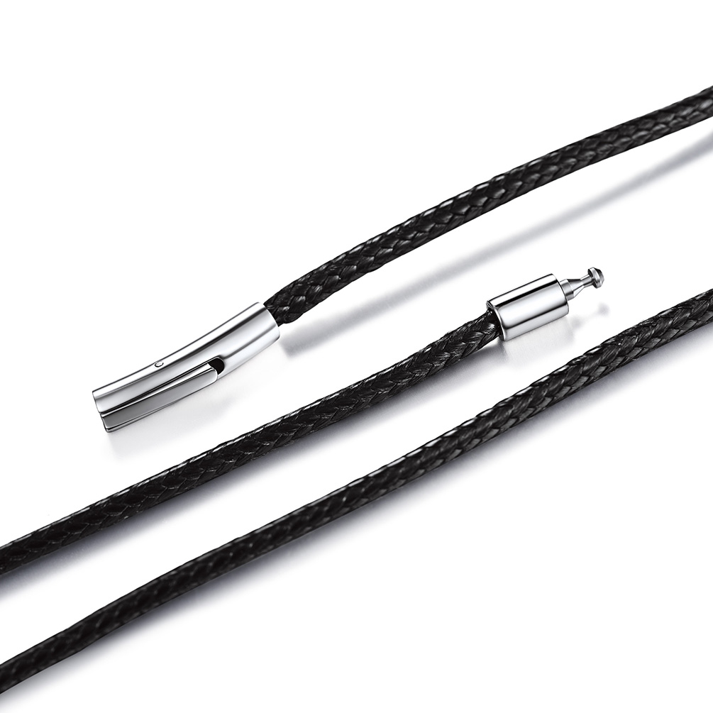 PROSTEEL Black Leather Necklace Cord Rope Chain for Men with Stainless Steel Clasp