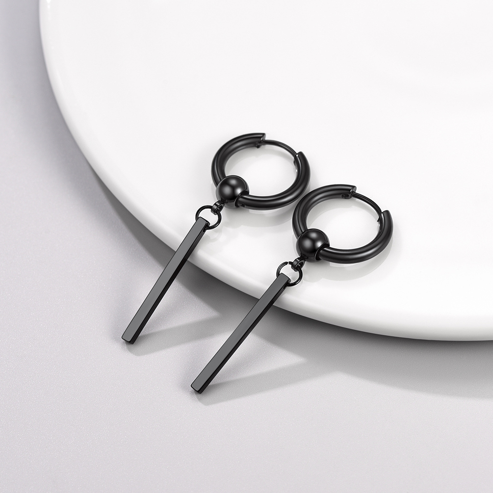 PROSTEEL Black Dangle Geometric Women Mens Earring Punk Steel Gift