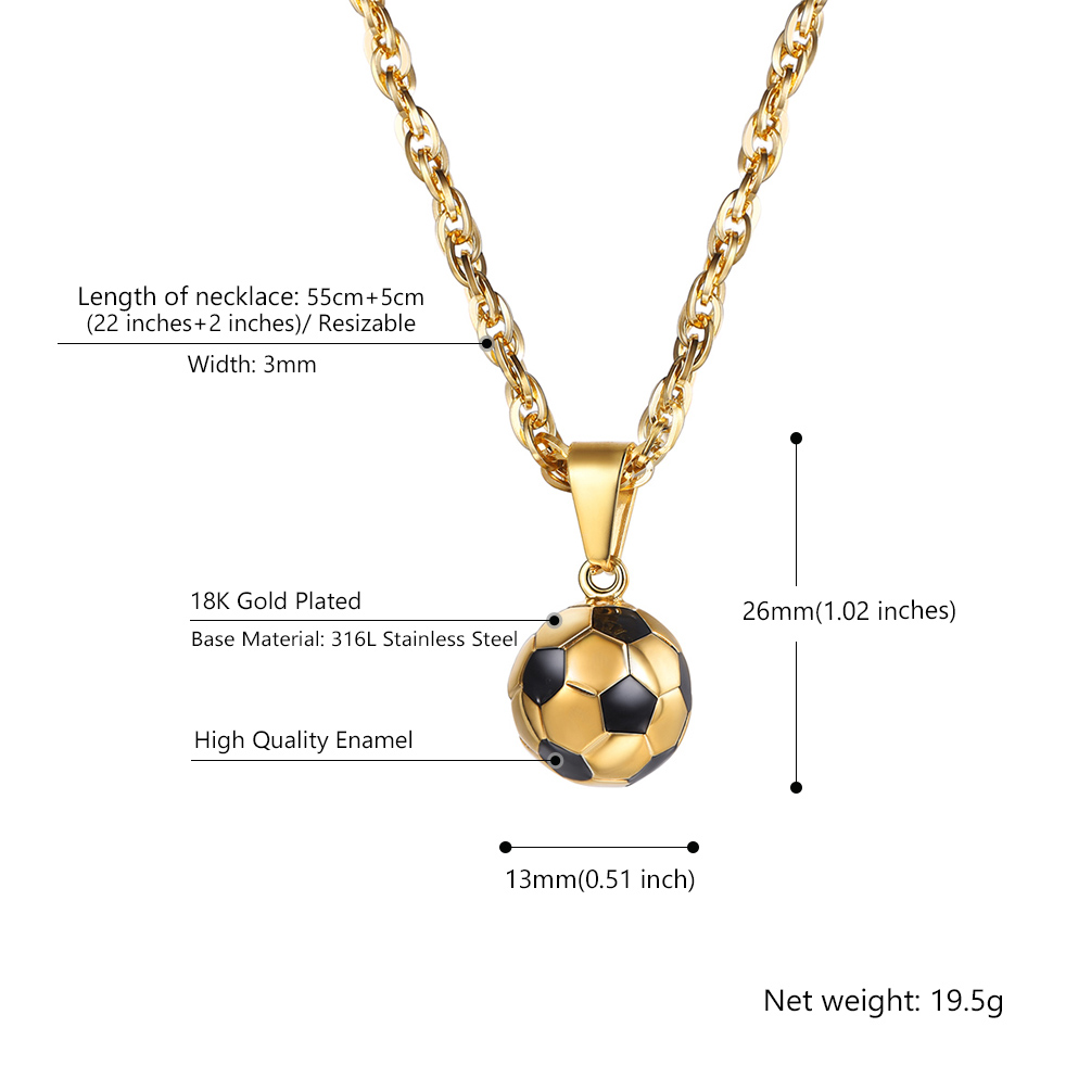 PROSTEEL Soccer Ball Pendant Necklace Sports Jewelry Stainless Steel For Men Women