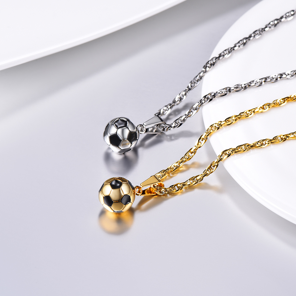 PROSTEEL Soccer Ball Pendant Necklace Sports Jewelry Stainless Steel For Men Women