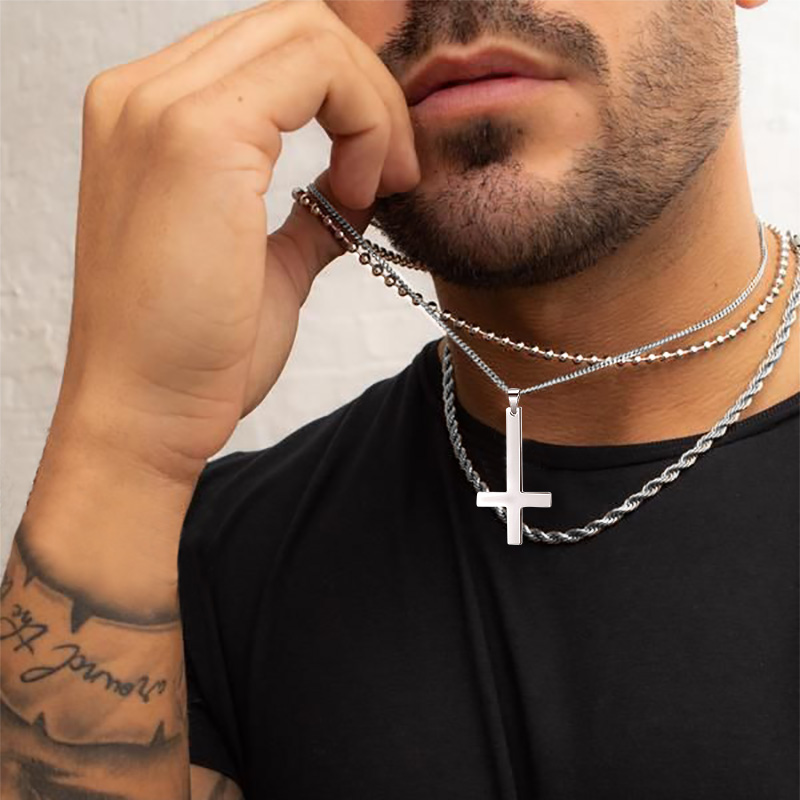 PROSTEEL Inverted Cross Necklace Satanic Fashion Jewelry Men Women