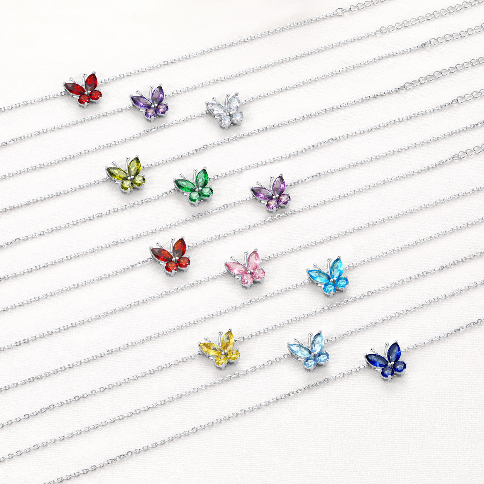 U7 Sterling Silver Butterfly Anklets for Women Girls Summer Beach Anklet S925 Foot Bracelet with Birthstone Birthday Mothers Day Jewelry Gift