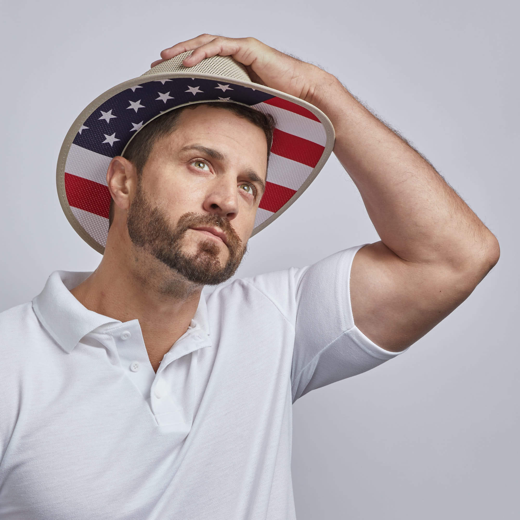 Patriotic Cooler - Mens Wide Brim USA Sun Hat