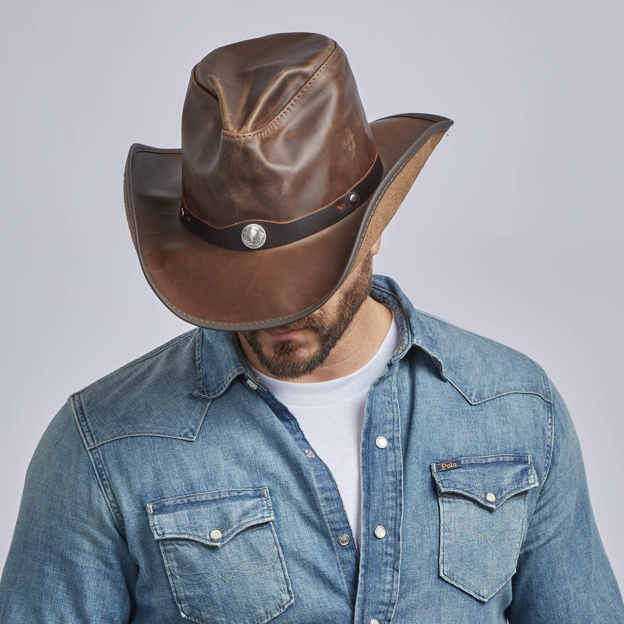 Western - Mens American Leather Cowboy Hat