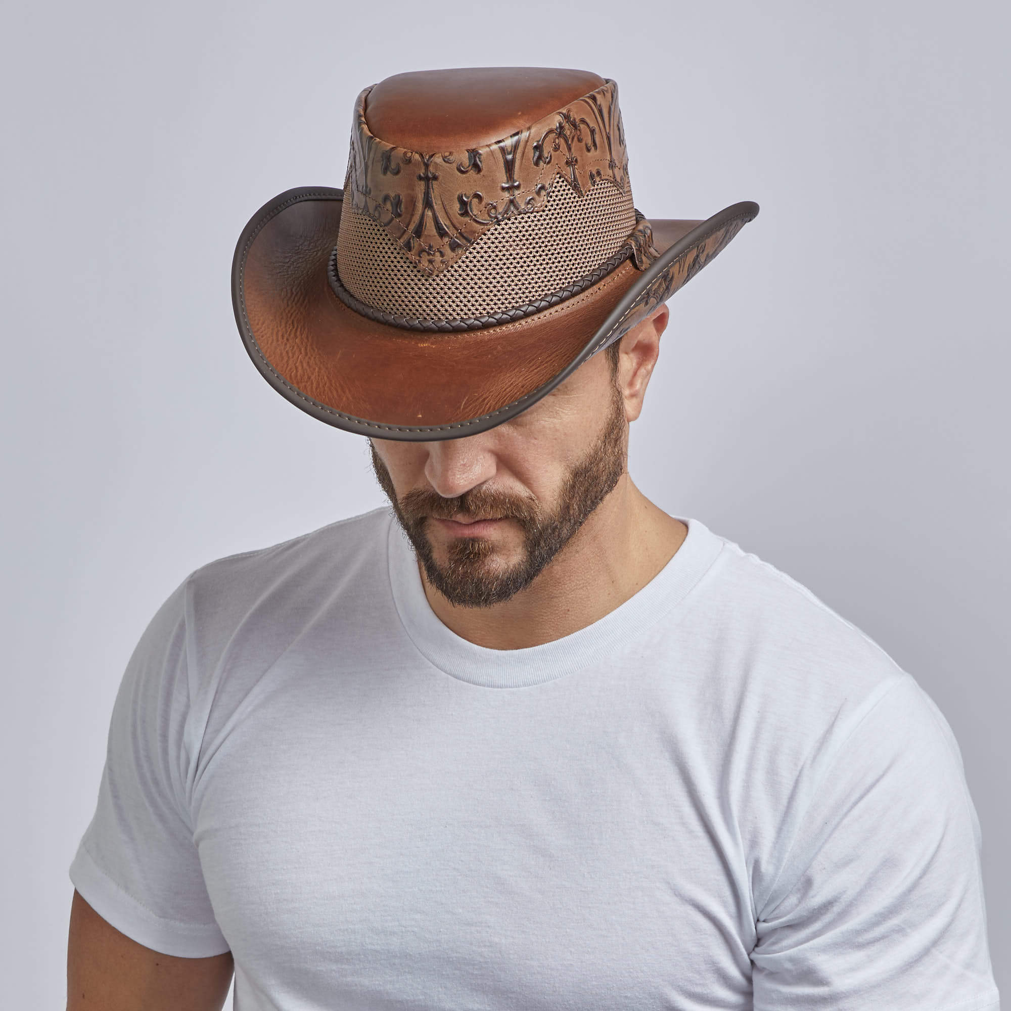 Sierra - Mens Leather Cowboy Hat