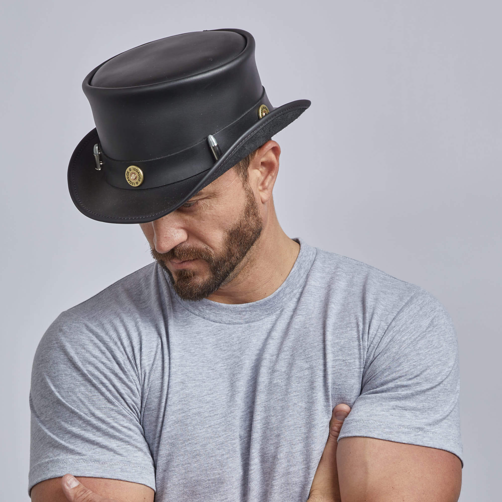 Marlow - Leather Top Hat - Bullet Hat Band