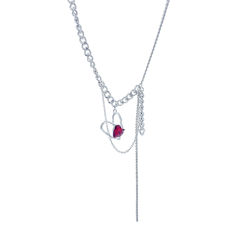 Passionate Heart Ruby Necklace- Jentle Jewelry-Silver Jewelry