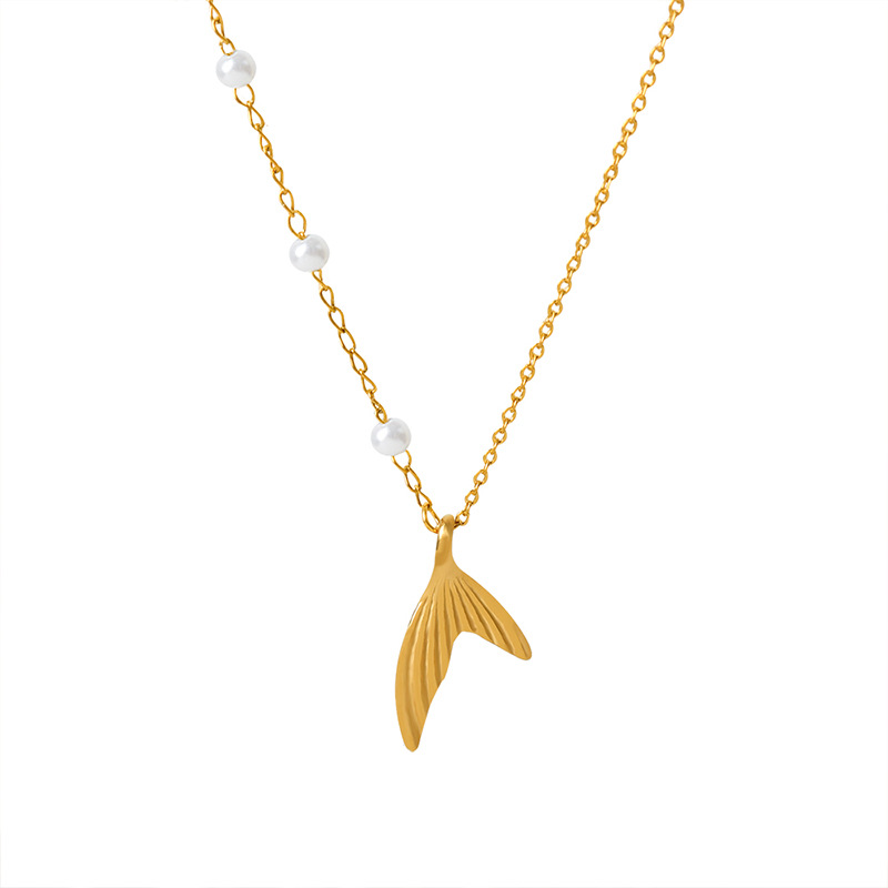 18K Gold Pearl Mermaid Necklace- Jentle Jewelry-Silver Jewelry