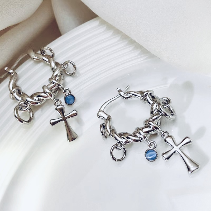 Silver Cross Earrings | Jentle Jewelry