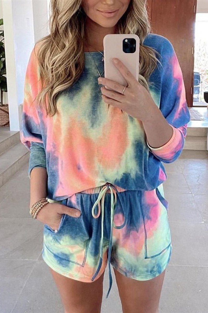 Laceing Tie Dye Two-Piece Set