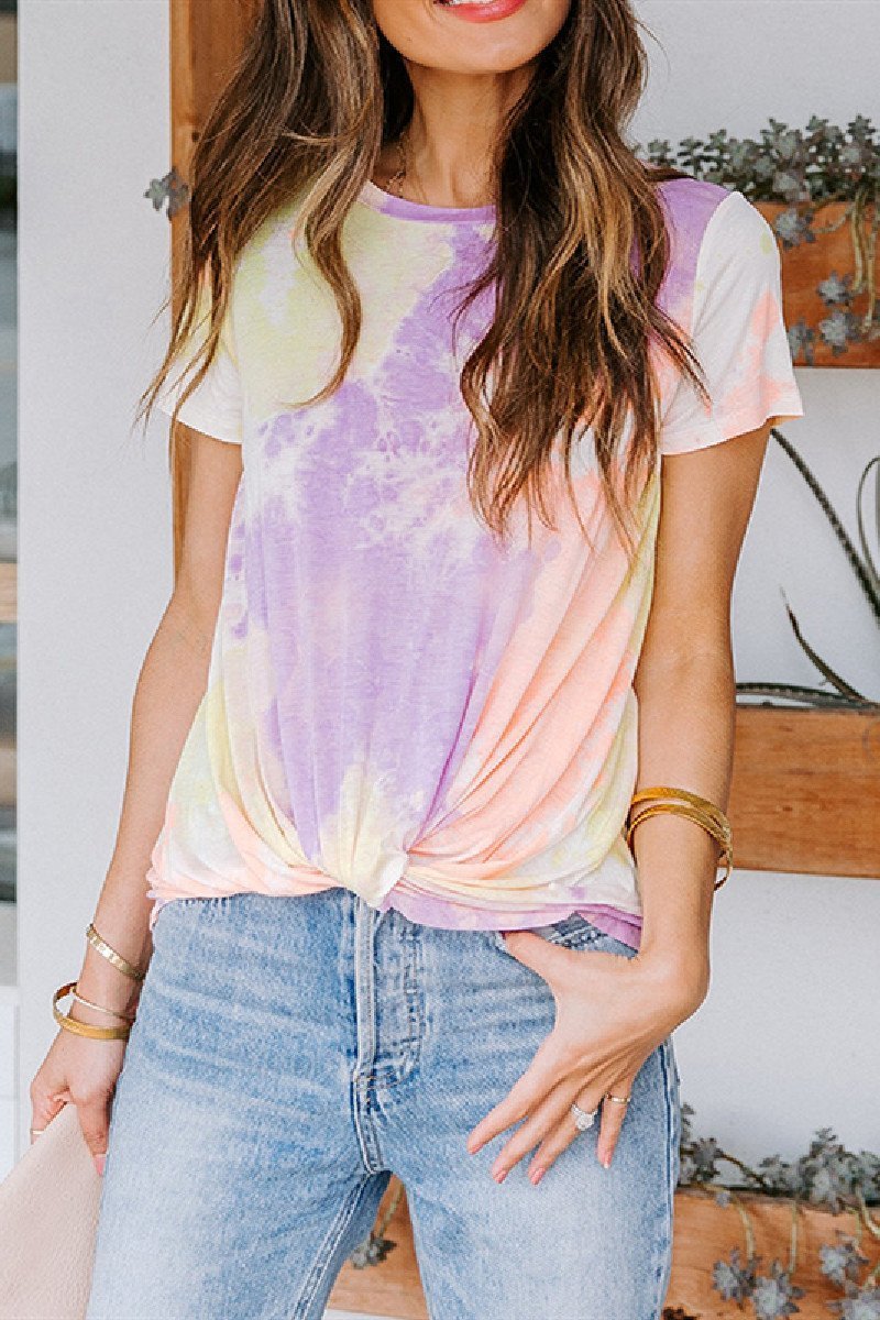 Laceing Tie-dye Bottoming Long-sleeved T-shirt