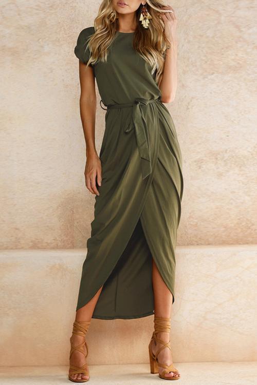 Laceing I Want It All Short Sleeves Maxi Dress