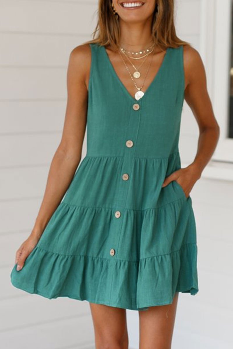 Laceing Pleated Design Mini A Line Dress