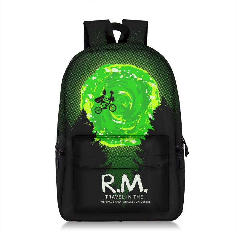 Rick and Morty Backpack Kids Cartoon Allover Print School Bag Zipper Side Pouches Ideal Gift