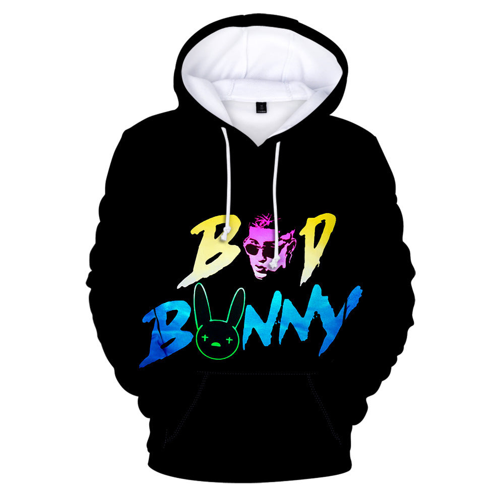American Singer Bad Bunny Graphic Hoodie All Over Print Fashion Pullover Costume