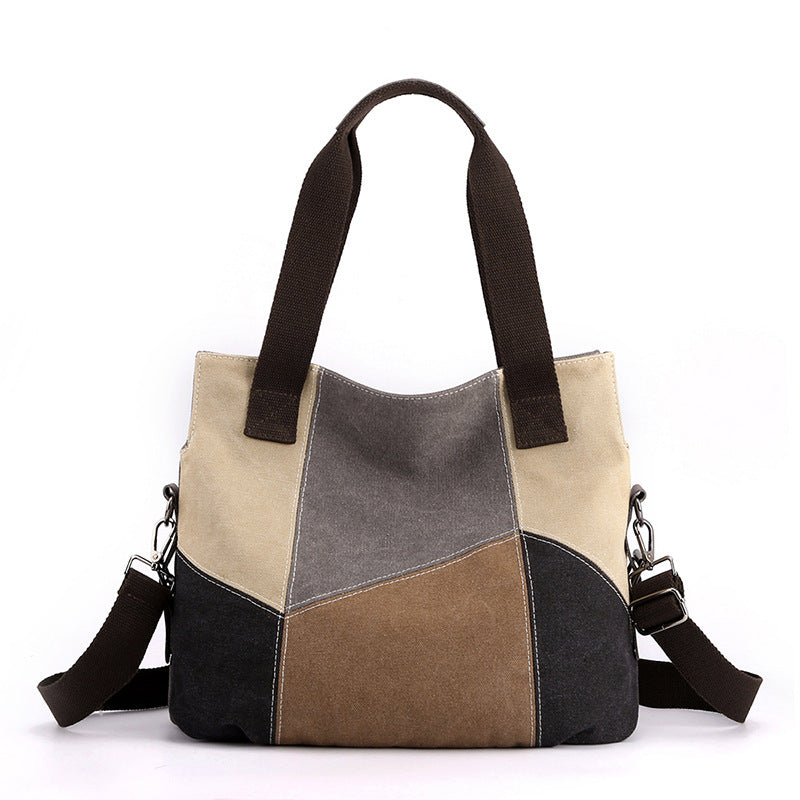 Women Multi-Colour Canvas Shoulder Bag Patchwork Handbag
