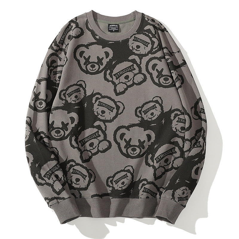 Cute Bear Sweater Long Sleeve Round Neck Fashion Tops