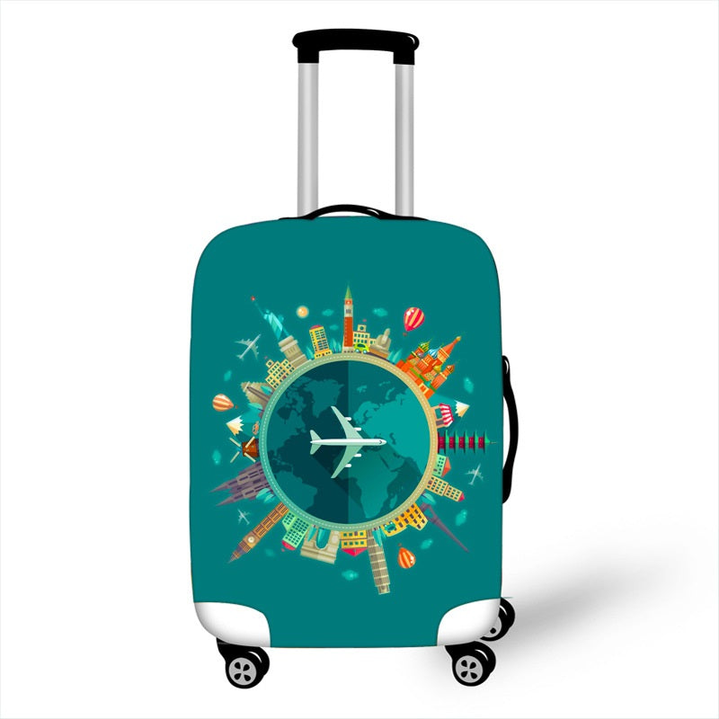 Waterproof Luggage Zip Cover Airplane Graphic Print Stretchable Ideal Present