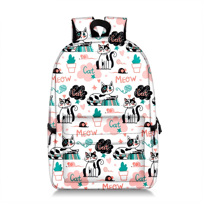 Girls Cat Graphic Kindergarten School Backpack Preschool Bag All Over Print