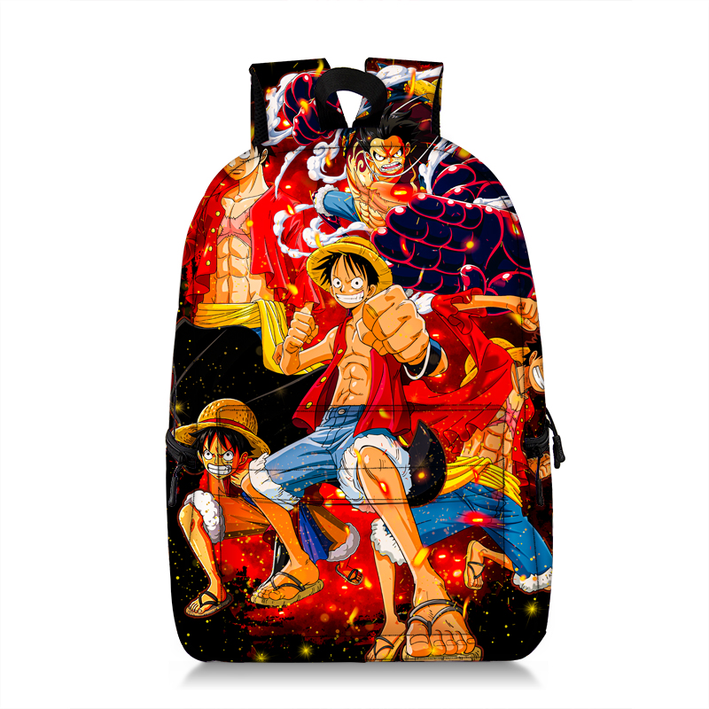 One Piece Backpack Kids One Piece Anime Allover Print School Bag Zipper Side Pouches Ideal Gift
