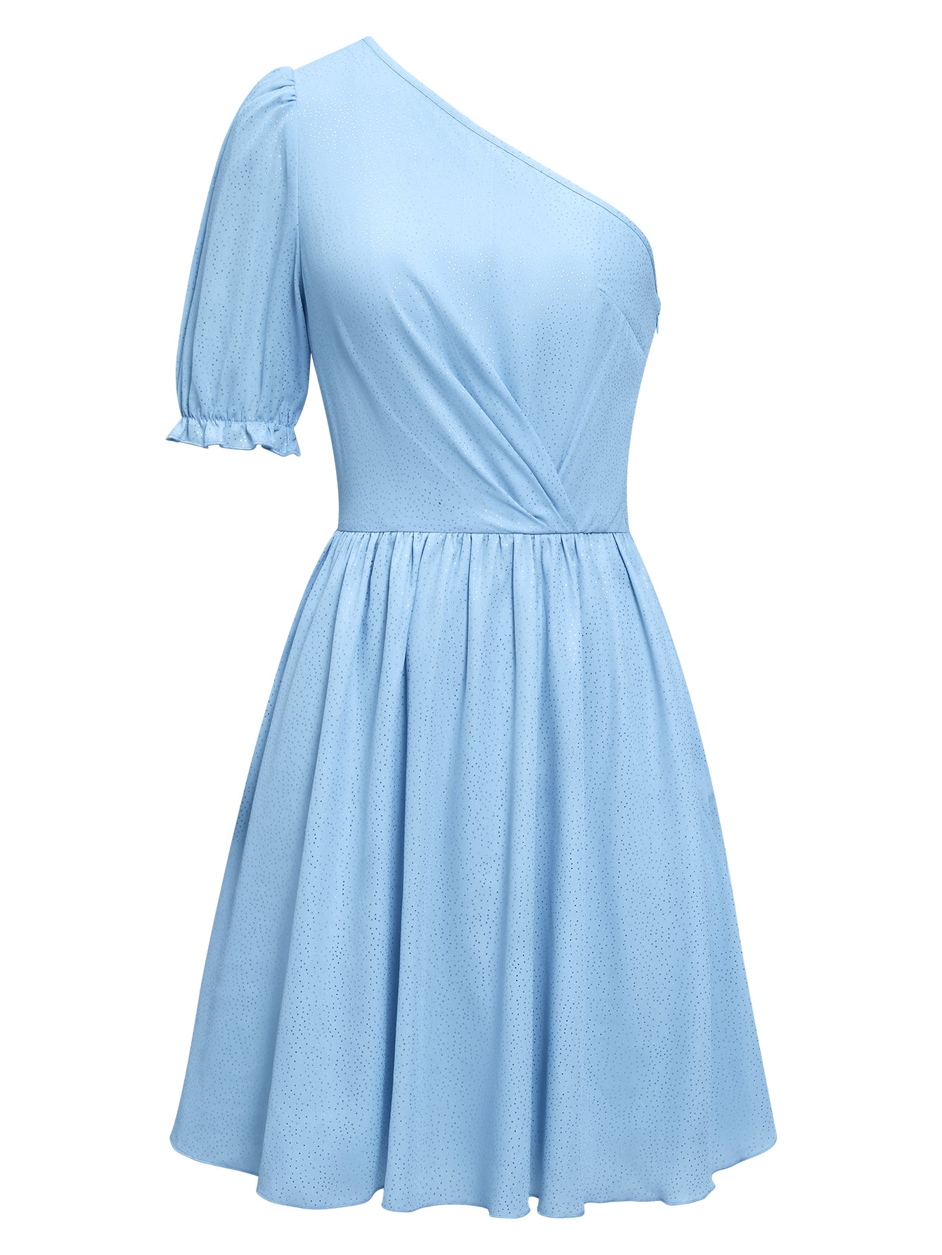 Women One-Shoulder Puff Sleeve A-Line Mini Dress