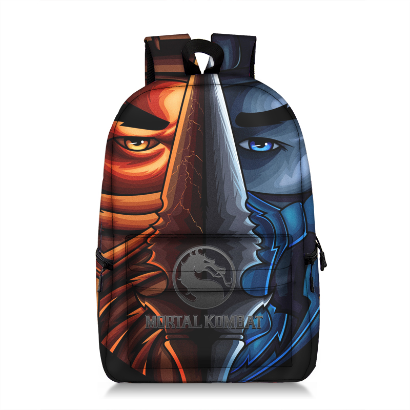 Mortal Kombat Backpack Kids Large Allover Print School Bag Zipper Side Pouches Ideal Gift