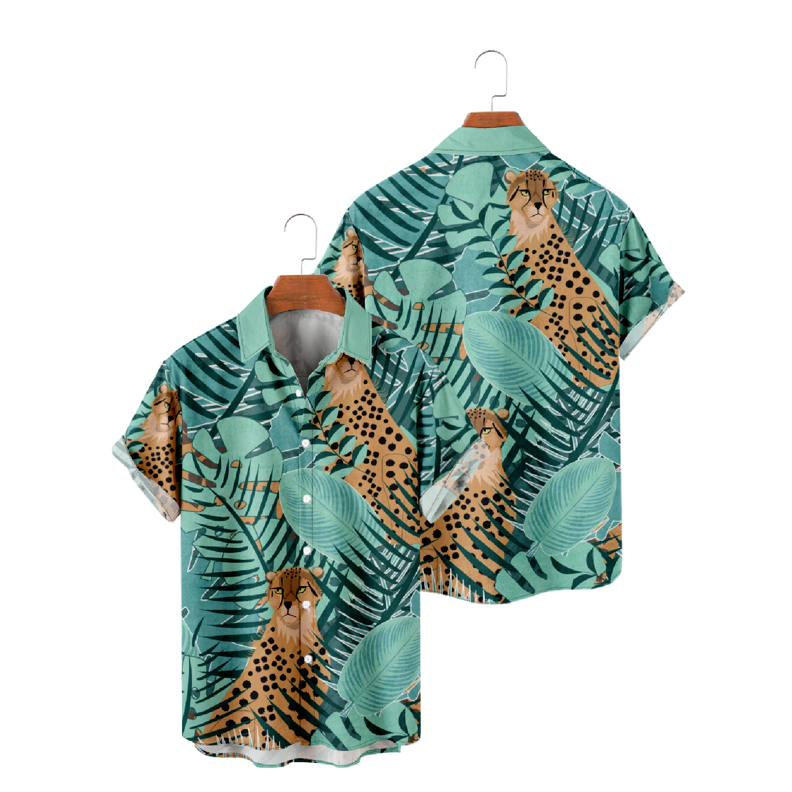 Jungle Cheetah Hawaiian Shirt Short Sleeve Men's Button Up Shirt uhoodie Tops