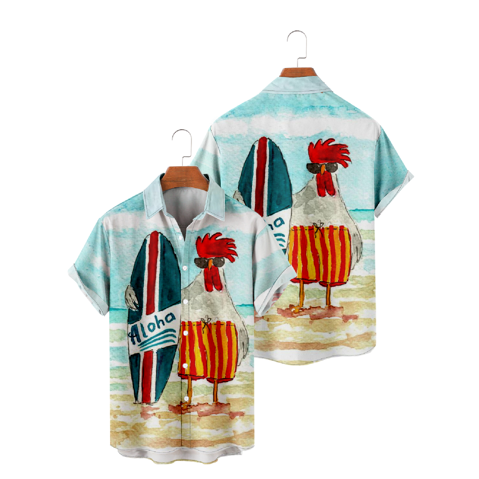 Rooster Hawaiian Shirt Short Sleeve Button Up Shirt Oil Painting Shirt uhoodie