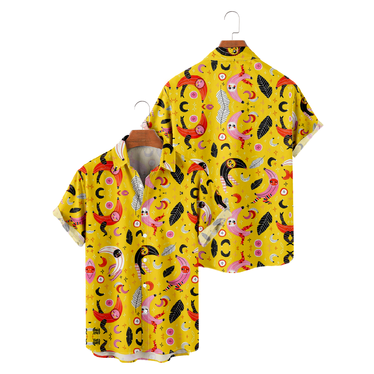 Banana Hawaiian Short Sleeve Shirt Men's Button Up Shirt Allover Print Tops uhoodie