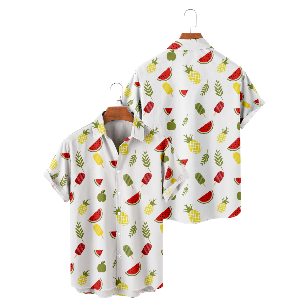 Watermelon Hawaiian Shirt Men's Short Sleeve Shirt Button Up Straight Collar Summer Tops