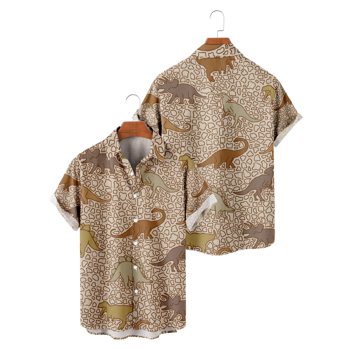 Dinosaur Hawaiian Shirt Mens Short Sleeve Shirt Summer Button Tops uhoodie