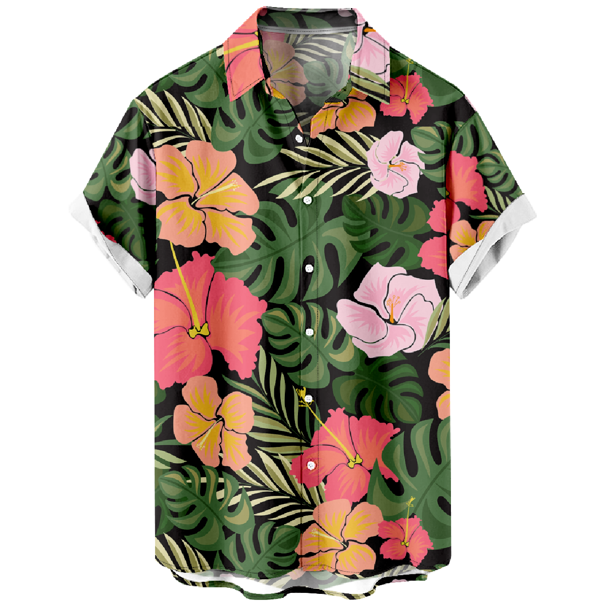 Hibiscus Flower Hawaiian Shirt Men's Short Sleeve Shirt Summer Button Shirt uhoodie 