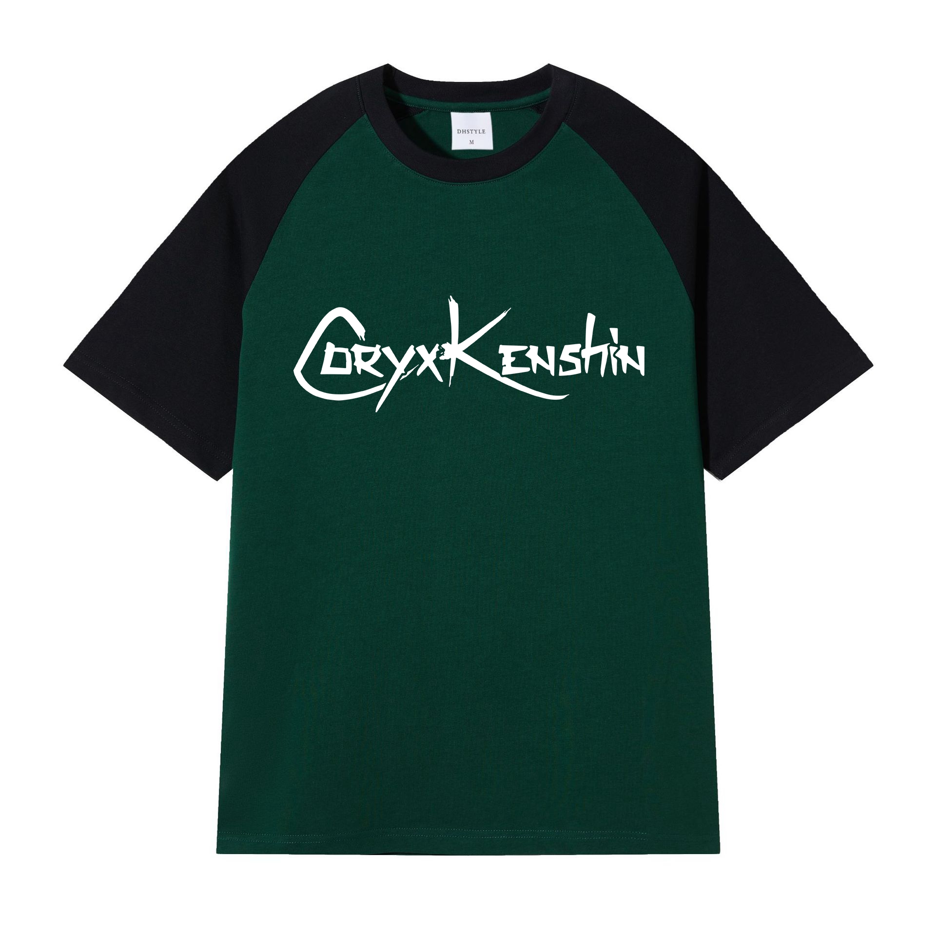 CoryxKenshin Letter Printed Short Sleeves T Shirt Raglan Tee for Men Cotton Made