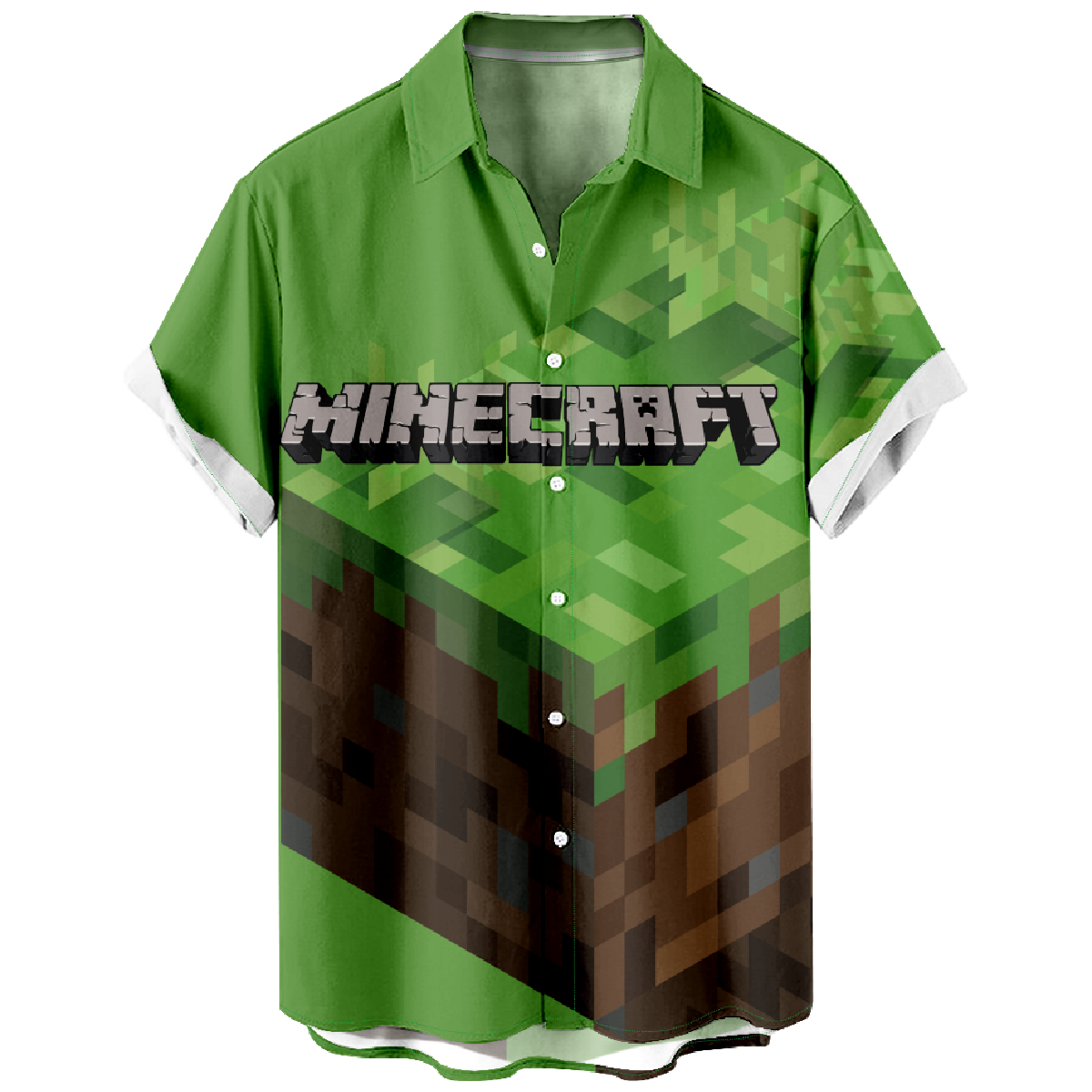 Kid's Minecraft Short Sleeve Shirt Button Up Shirt Summer Tops