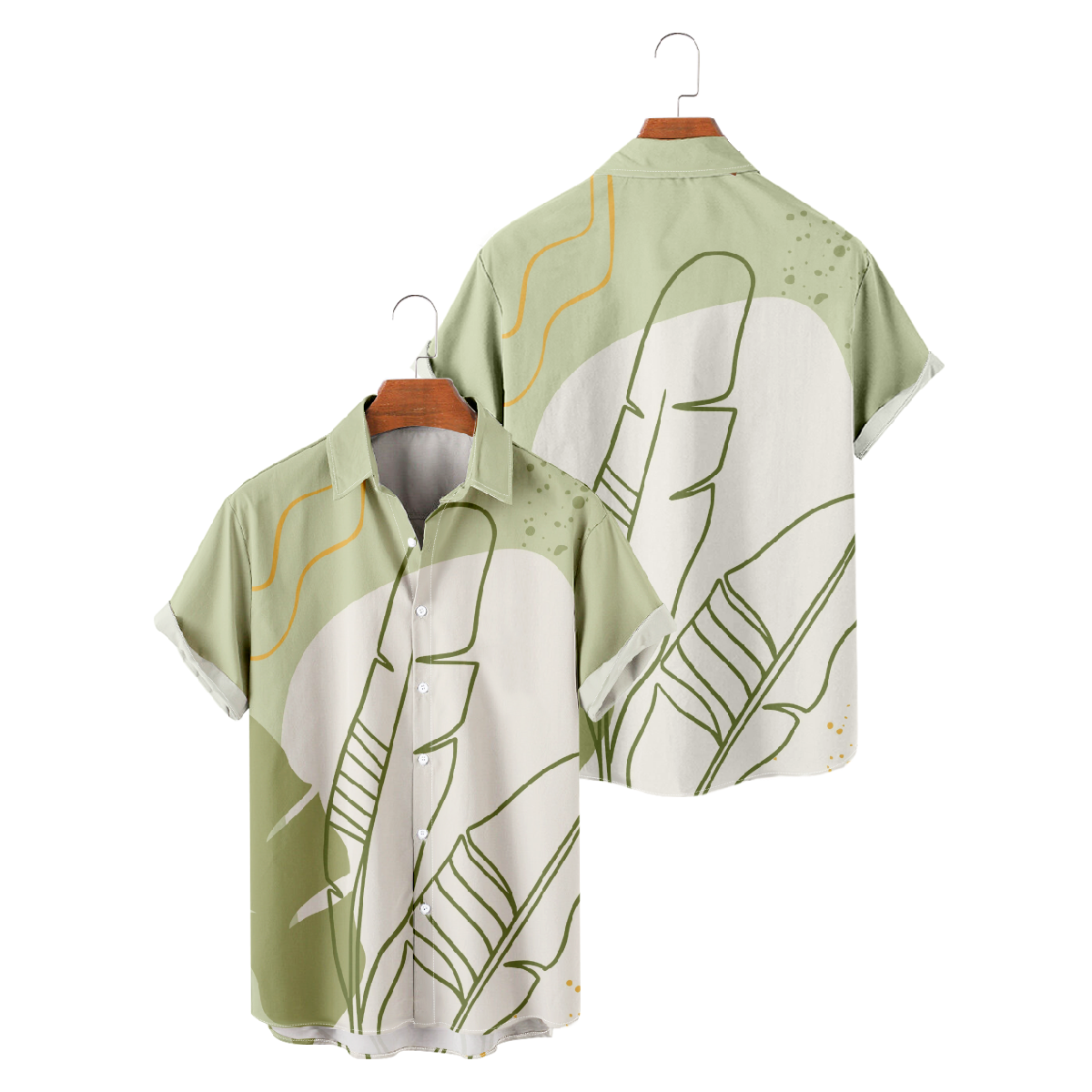Banana Leaf Shirt Mens Banana Leaf Print Button Up Shirt Sage Green Shirt