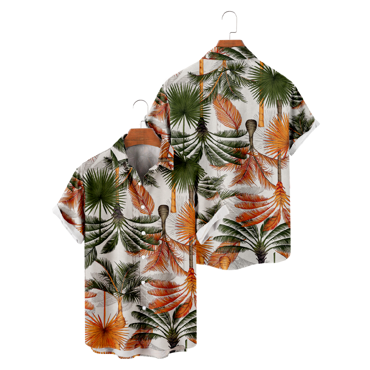 Hawaiian Coconut Tree Shirt Mens Button Up Shirt Short Sleeve Shirt 