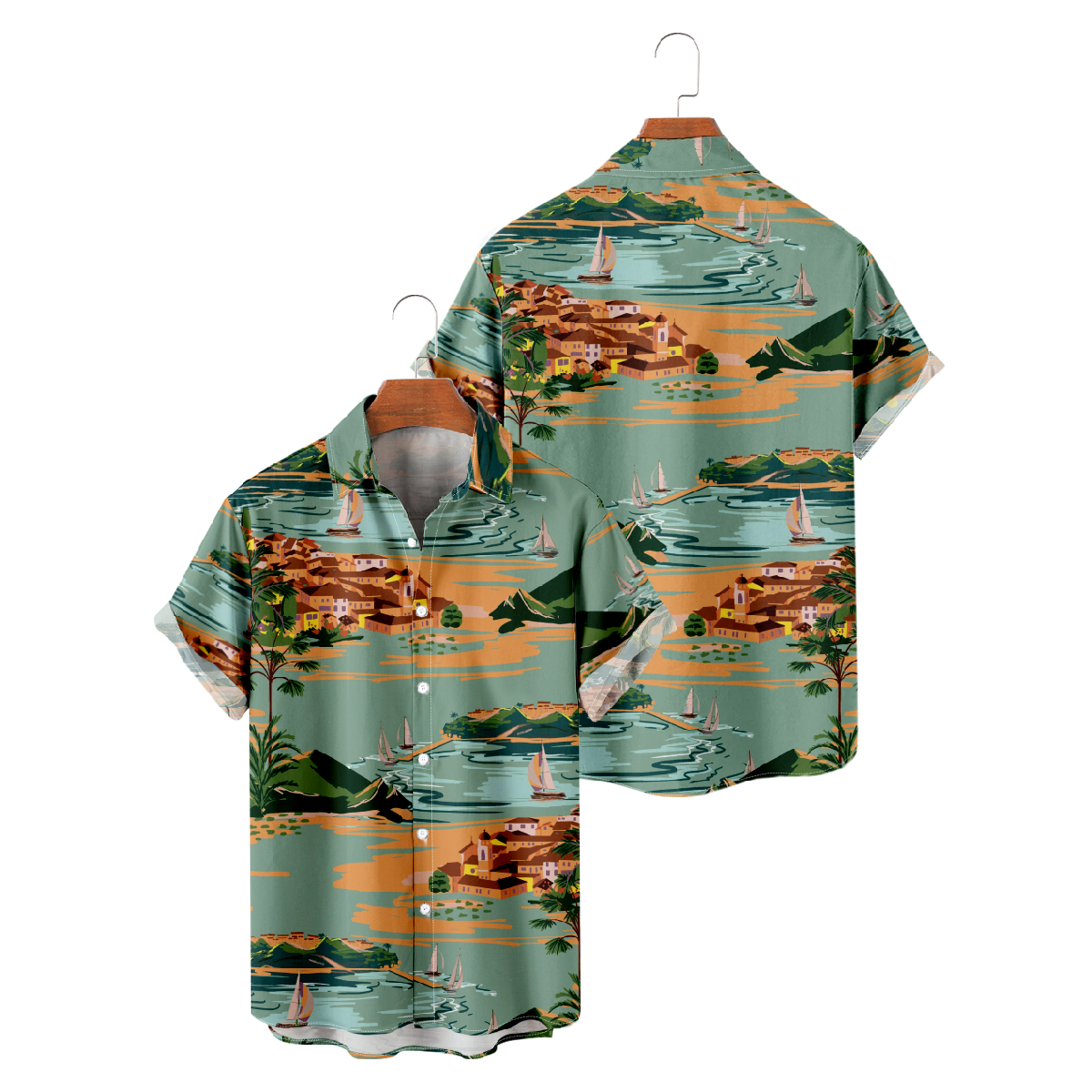 Hawaiian Vacation Shirt Casual Style Mens Button Up Shirt Short Sleeve Shirt 