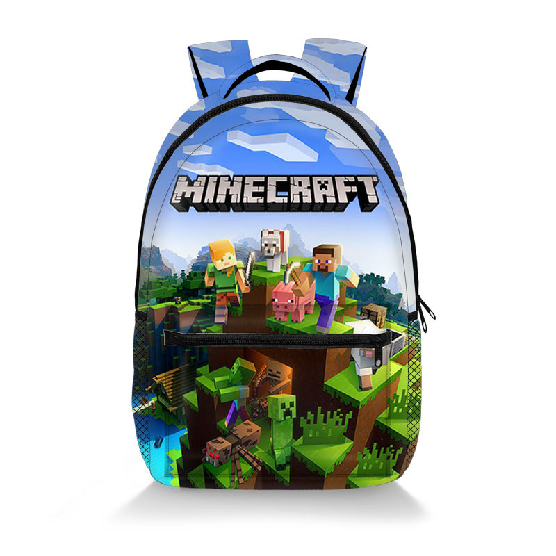 Minecraft Backpack for Kids Allover Print Bag Mesh Side Pockets 16" Bookbag