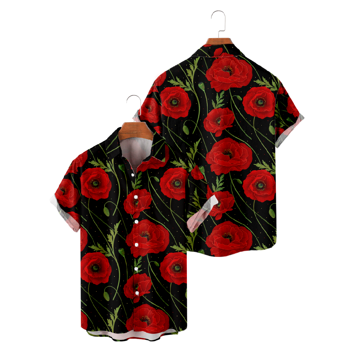 Flower Print Hawaiian Shirt Button Up Shirt for Men Short Sleeve Shirt Regular Fit 
