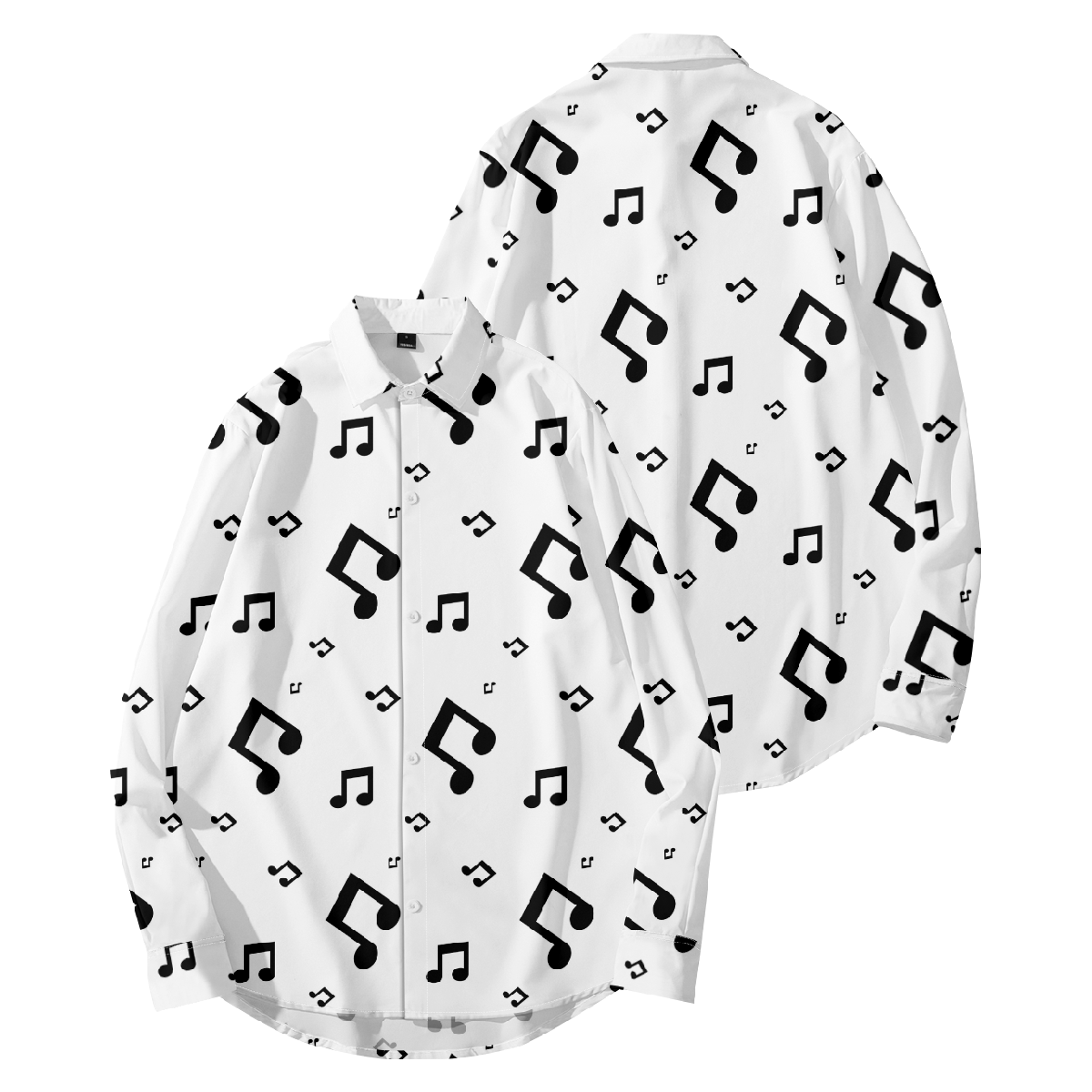 Music Symbol Print Button Up Shirt Long Sleeve Shirt for Men Regular Fit