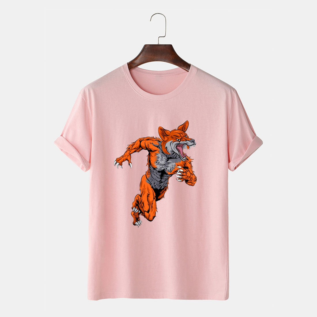 Fox T Shirt for Men Running Furious Fox Graphic Printed Fitness Cotton Tops
