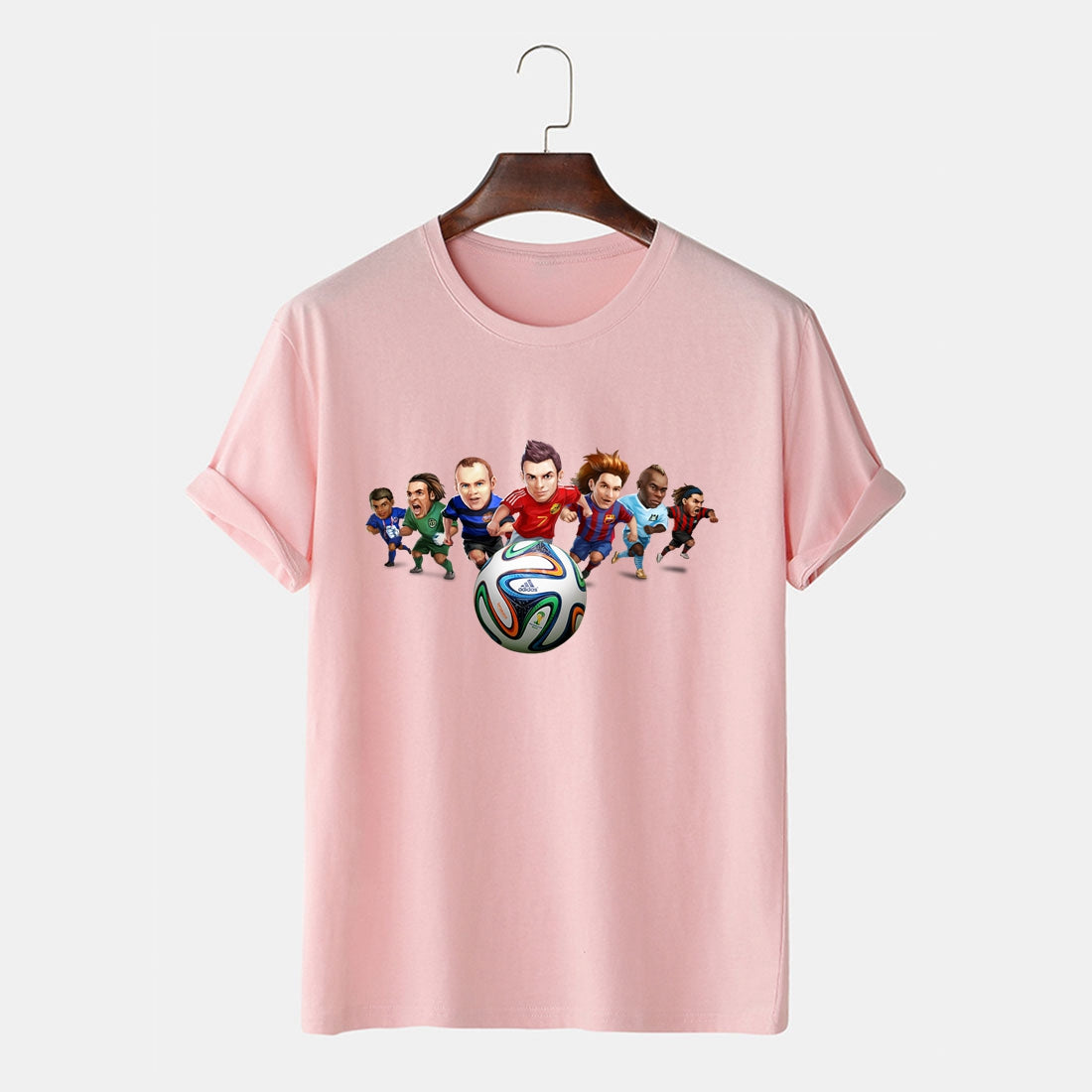 Men Cartoon Soccer T Shirt Colorful Graphic Printed Cute Tops